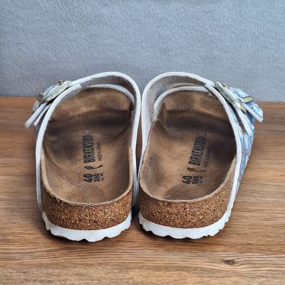 Birkenstock Arizona Sandals Women 9 9.5 EU 40 Narrow Blue Floral Boho Flower - Picture 3 of 10